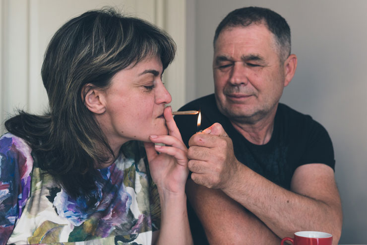 A couple smoking medical cannabis