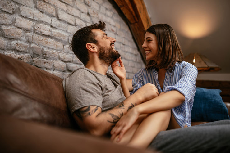 Happy couple laughing