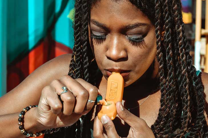 Smoking marijuana from a pipe