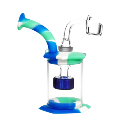 Silicone and Glass Dab Rig Bubbler with Disc Perc