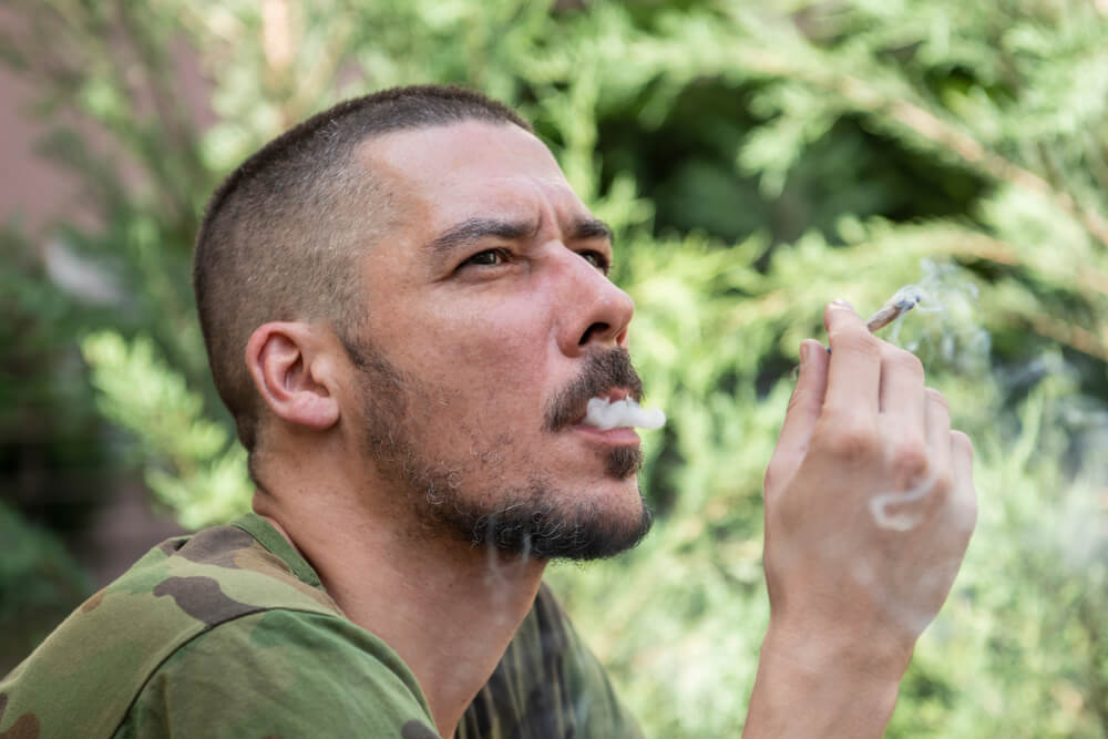 Veteran smoking cannabis