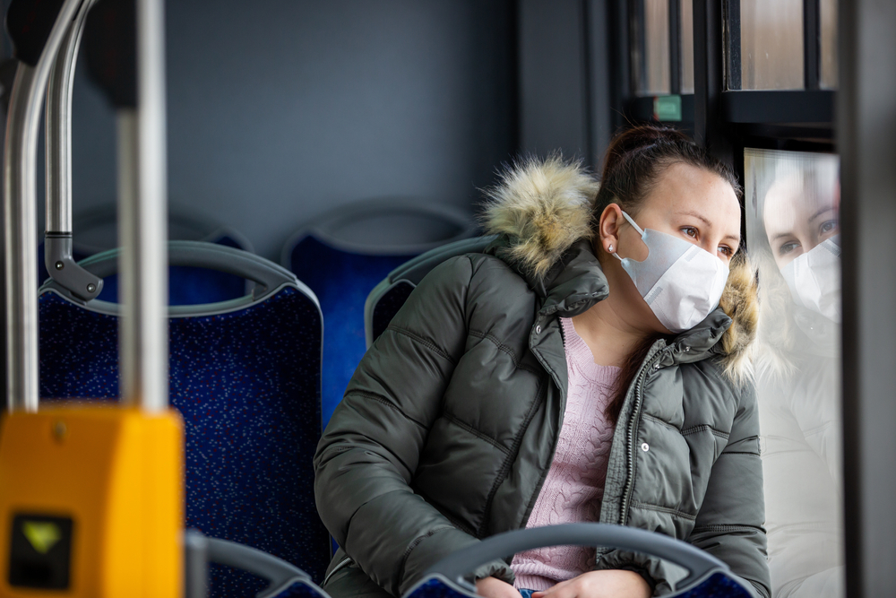 Wearing a mask on a bus