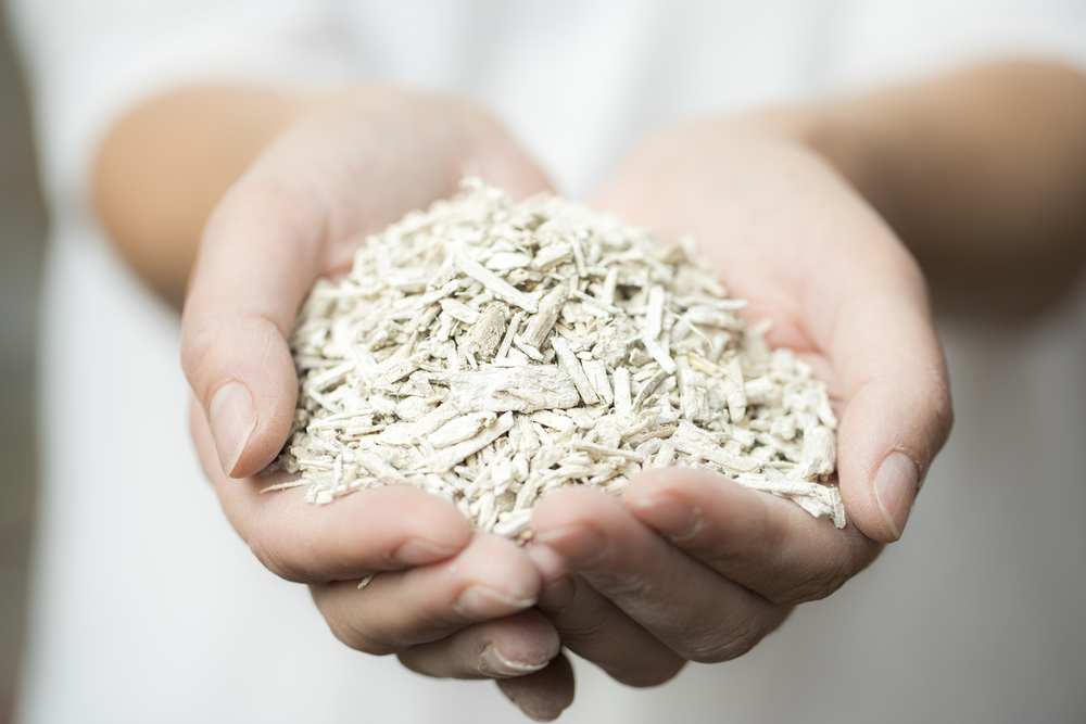 Hempcrete shreds before being pressed into a block