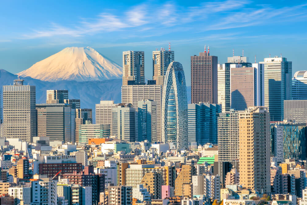 Mt Fuji is seen against the cityscape ofTokyo