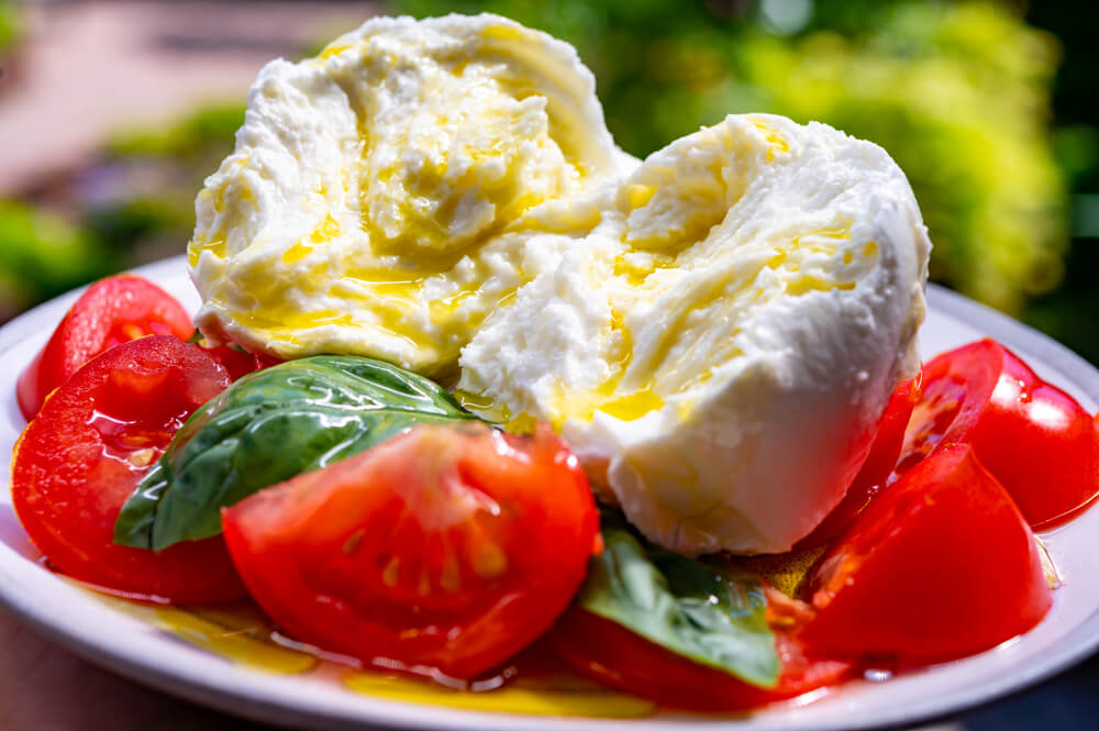 Basil in a caprese salad 
