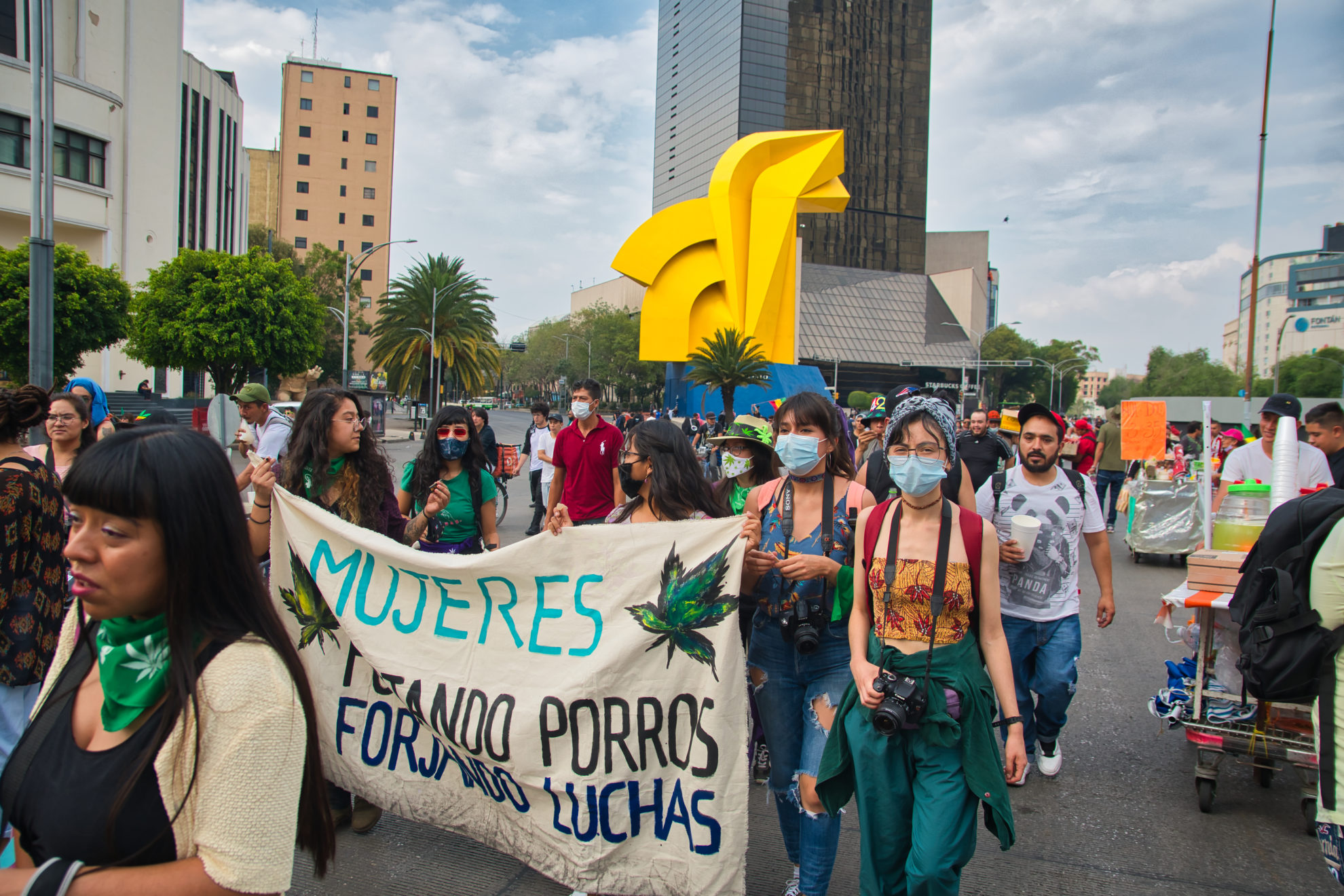 Activists and citizens march and protest for the recreational use and legalization of marijuana in Mexico City, Mexico (Shutterstock)