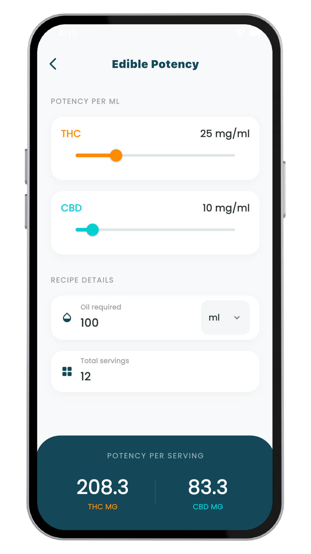 Cannigma dose calculator screen